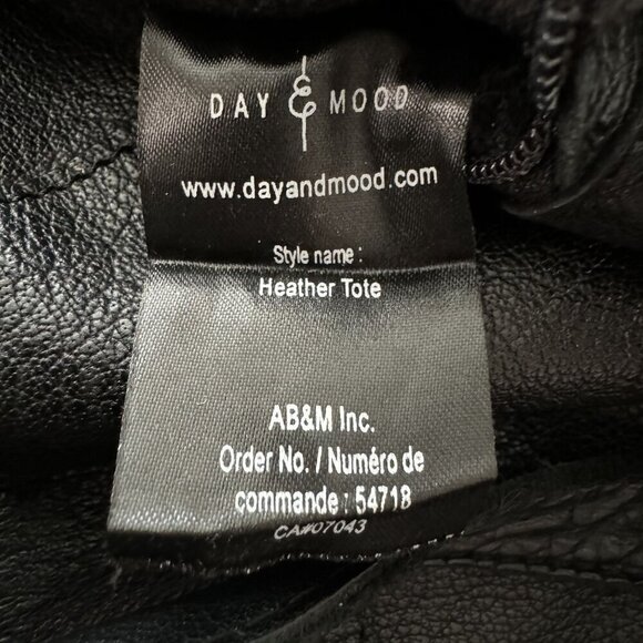 Anthropologie Day & Mood Heather Tote Bag Black Pebbled Leather Silver Hardware - Picture 10 of 10